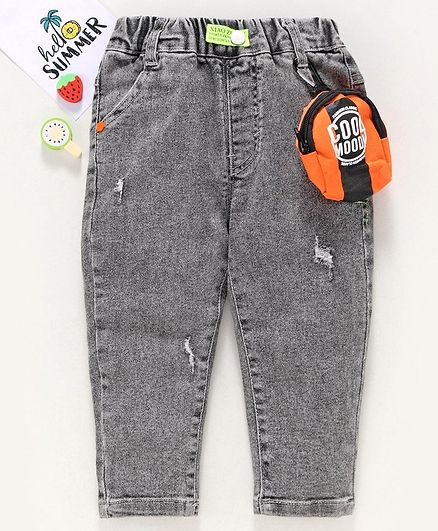 Kookie Kids Full Length Denim Jeans With Attached Pouch - Grey