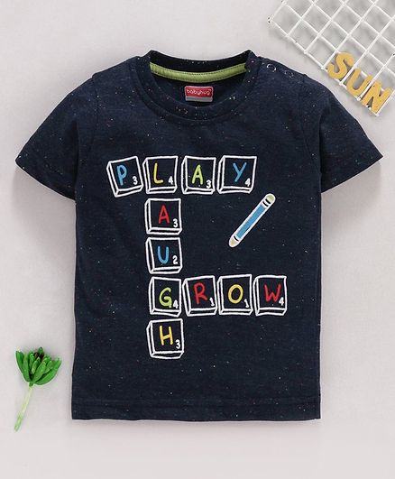 Babyhug Half Sleeves Tee Graphic Print - Navy Blue