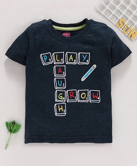 Babyhug Half Sleeves Tee Graphic Print - Navy Blue