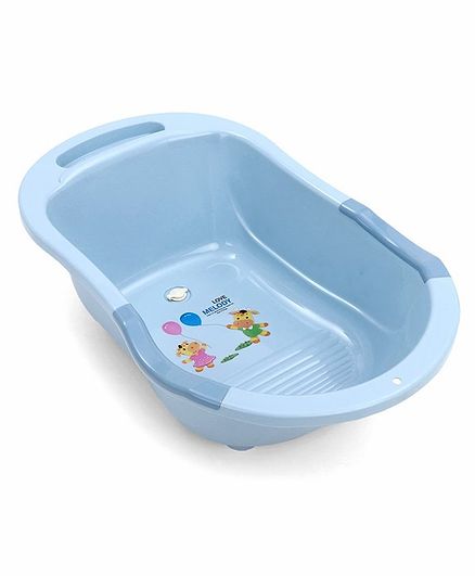 Large Bath Tub with Drain Plug Animal Print - Blue