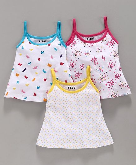 Fido Printed Singlet Neck Slips Pack of 3 - Blue White