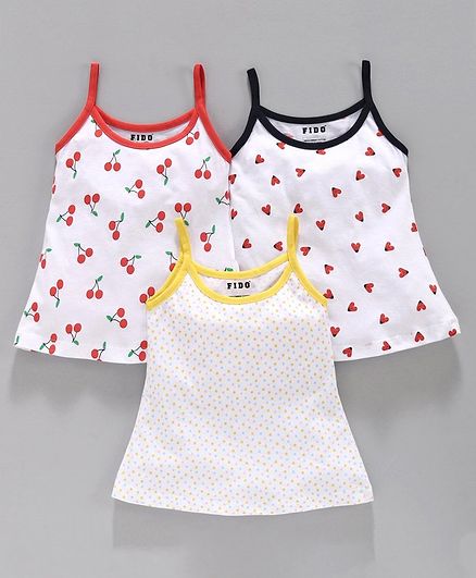 Fido Printed Singlet Neck Slips Pack of 3 - Yellow White