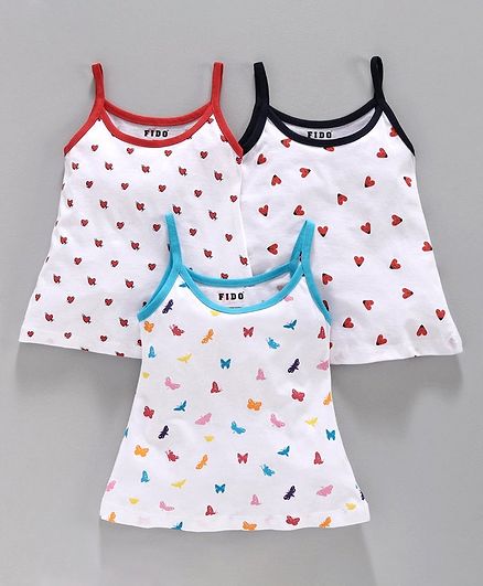 Fido Printed Singlet Neck Slips Pack of 3 - Blue White