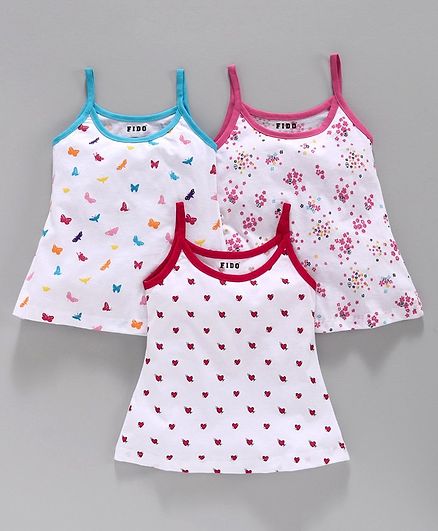 Fido Printed Singlet Neck Slips Pack of 3 - Red White