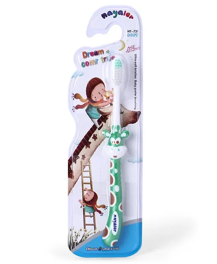 Tooth Brush with Ultra Soft Bristles Giraffe Design - Green