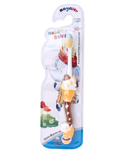 Toothbrush With Ultra Soft Bristles Elephant Design - Yellow