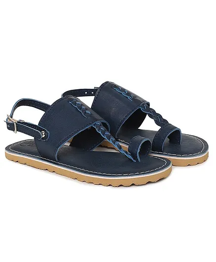 Tiber Taber Braid Style Strappy Toe Ring Kohlapuri - Blue