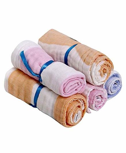 Kassy Pop Muslin Baby Wash Cloths Pack of 5 - Multicolor