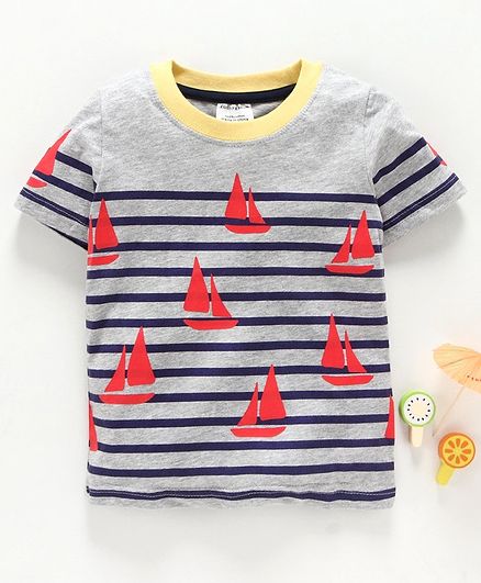 Kookie Kids Short Sleeves Tee Ship Print - Grey