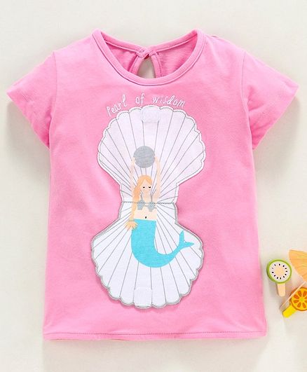 Kookie Kids Half Sleeves Tee Mermaid Print - Pink