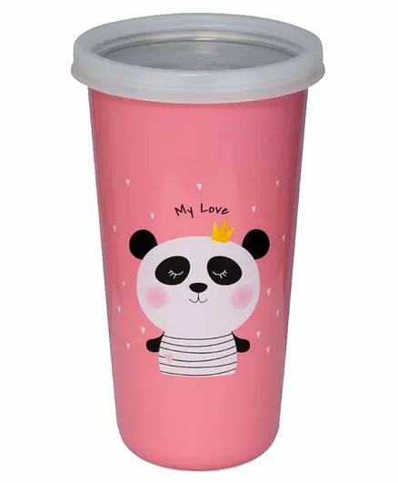 Falcon Steel CN3 Pink Glass With White Lid - 370 ml