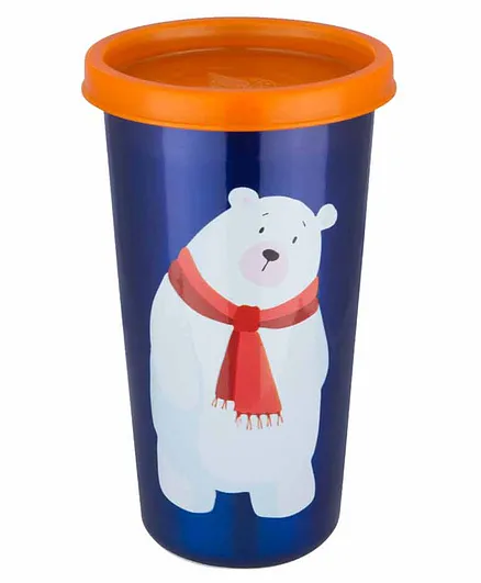 Falcon Steel CN4 Blue Glass With Orange Lid - 370 ml
