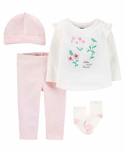 Carter's 4-Piece Floral Take-Me-Home Set - White Pink