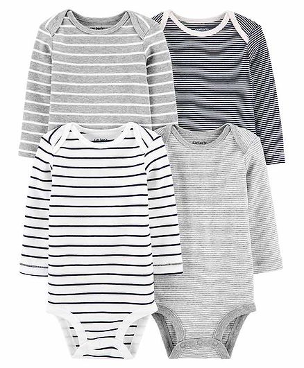 Carter's 4-Pack Striped Original Bodysuits - Grey White