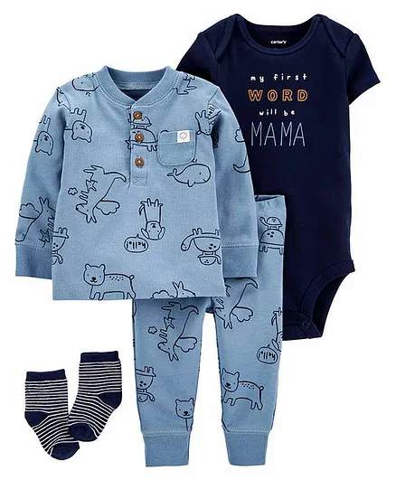 Carter's 4-Piece Animal Take-Me-Home Set - Blue
