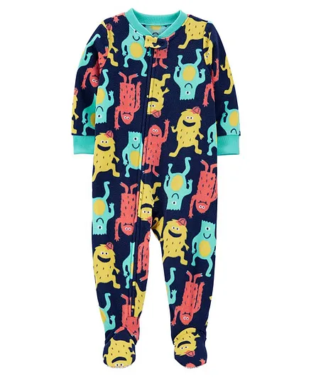 Carter's 1-Piece Monster Fleece Footie PJs - Navy Blue