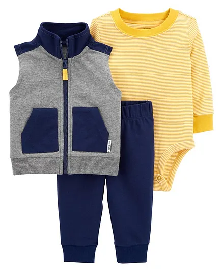 Carter's 3-Piece Little Vest Set - Blue Yellow