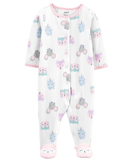 Carter's Animals Snap-Up Fleece Sleep & Play - White