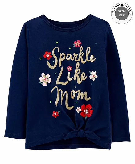 Carter's Sparkle Like Mom Tie-Front Jersey Tee - Navy Blue