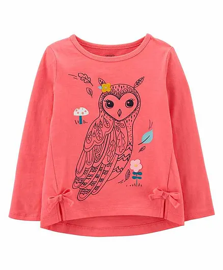 Carter's Owl Jersey Tee - Pink