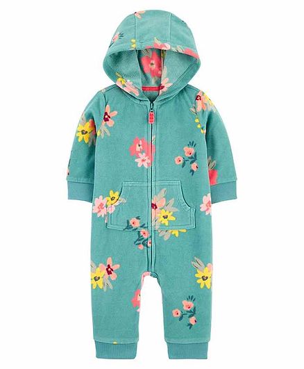 Carter's Floral Fleece Jumpsuit - Green