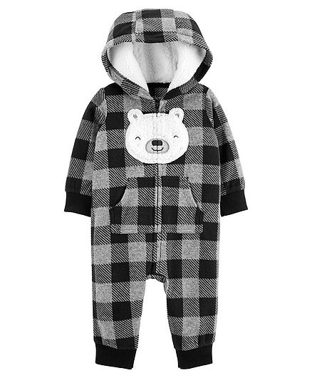 Carter's Buffalo Check Fleece Jumpsuit - Grey