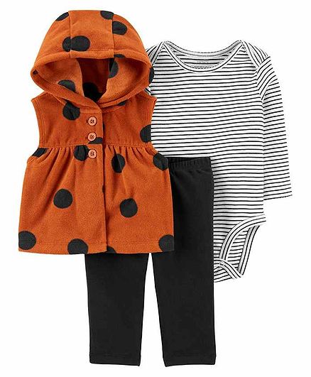 Carter's 3-Piece Polka Dot Little Vest Set - Brown White Black