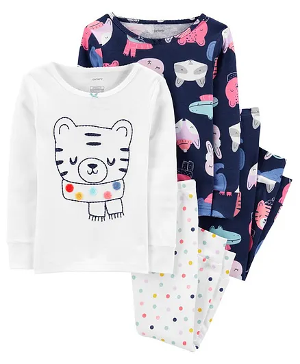 Carter's 4-Piece 100% Snug Fit Cotton Set - White Blue