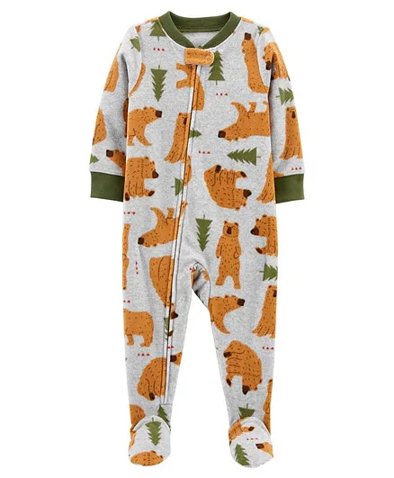 Carter's 1-Piece Bear Fleece Footie PJs - Grey