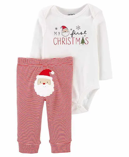 Carter's 2-Piece Christmas Bodysuit Pant Set - White Red