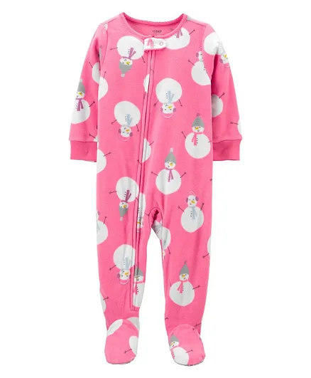 Carter's 1-Piece Snowman Fleece Sleepsuit - Pink