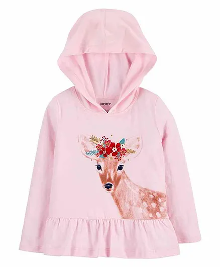 Carter's Deer Hooded Jersey Tee - Pink
