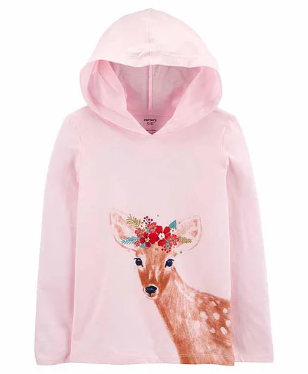 Carter's Deer Hooded Jersey Tee - Pink