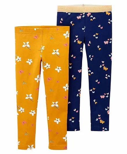 Carter's 2-Pack Floral Leggings - Yellow Blue