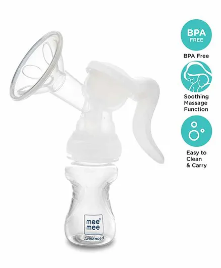 Mee Mee Advanced Manual Breast Pump with Rotating Handle White - 150 ml