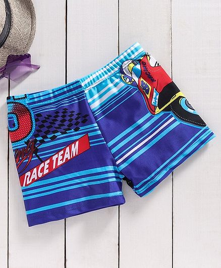 Yellow Bee Animal Print Trunks - Blue