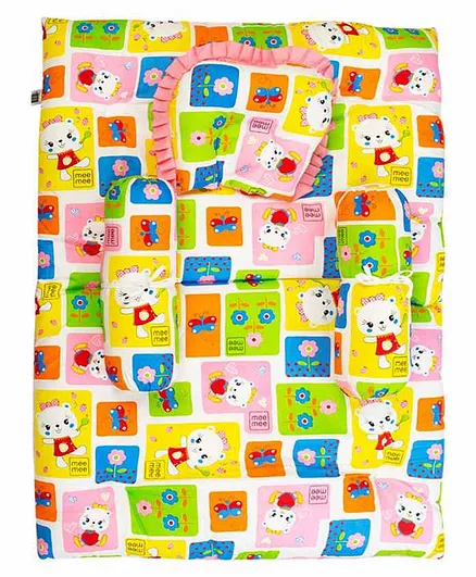 Mee Mee Cushioned Baby Mattress Teddy Print Multi Color - Set of 4