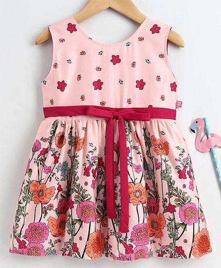 Twetoons Sleeveless Frock Floral Print - Peach