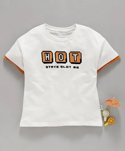 Lekeer Kids Half Sleeves Tee Text Print - White