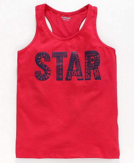 Doreme Sleeveless Top Text Print - Dark Pink