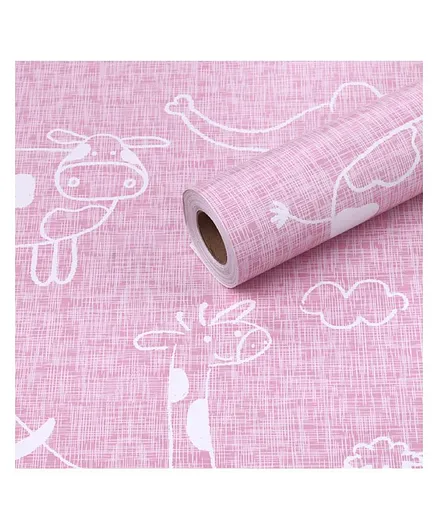 Oren Empower Animal Design Wallpaper - Pink & White