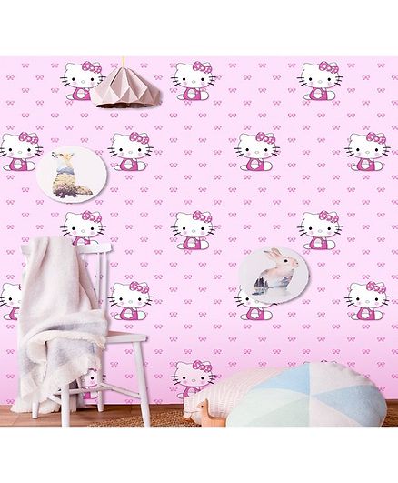 Oren Empower Kitty Design Decorative Wallpaper - Pink