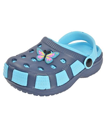 Yellow Bee Butterfly Detailed Clogs - Blue