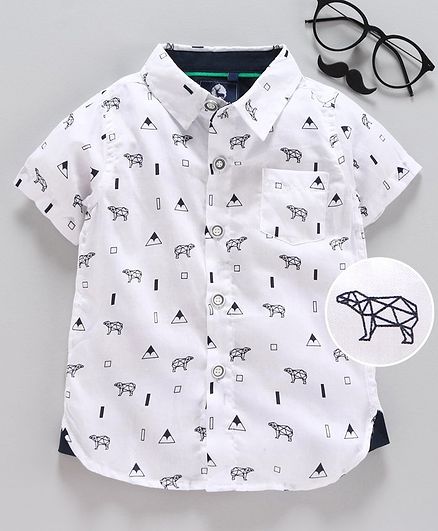 Kookie Kids Half Sleeves Shirt Triangle Print - White