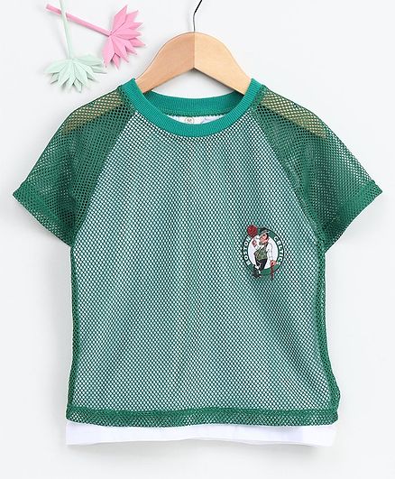 Meng Wa Half Sleeves Net T-Shirt - Dark Green