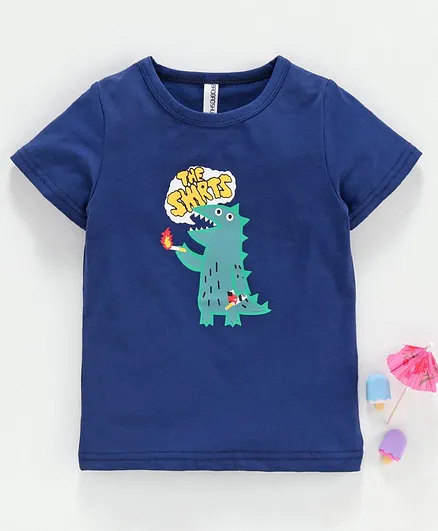 Baobaoshu Half Sleeves Tee Dino Print - Blue