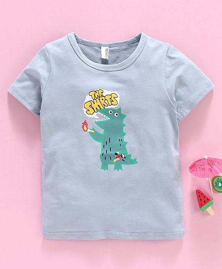 Baobaoshu Half Sleeves Tee Dino Print - Light Blue