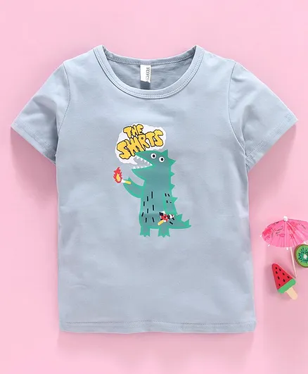 Baobaoshu Half Sleeves Tee Dino Print - Light Blue