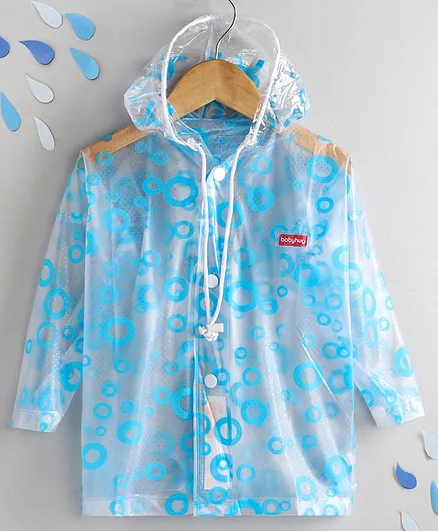 Babyhug Full Sleeves Raincoat Circle Print - Blue