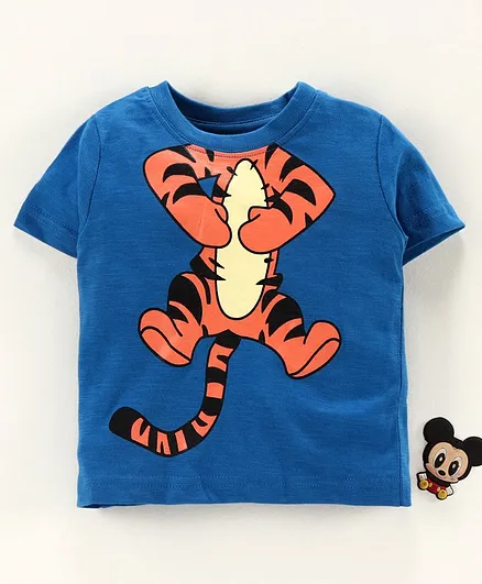 Babyhug Half Sleeves Tee Tiger Print - Blue